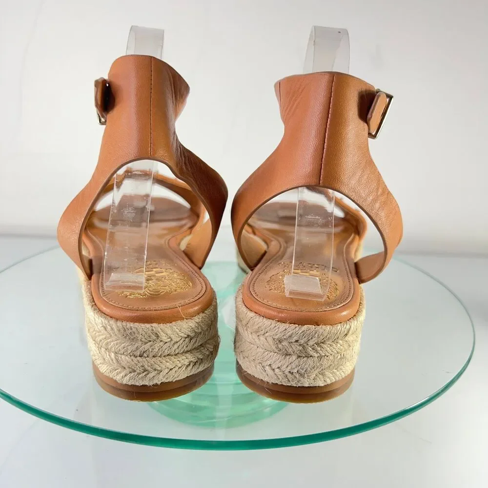 Vince Camuto Kathalia Flatform espadrille Brown Leather Sequin - Picture 4 of 7